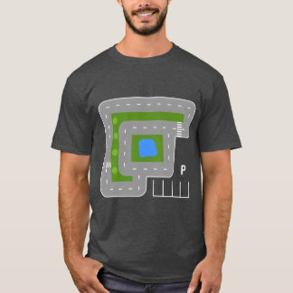 Camiseta Brincar com carros no tapete de brincar nas costas