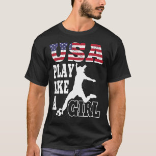 Camiseta Brincar Como Uma Menina Que Bandeira Americana Um 