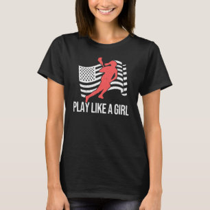 Camiseta Brincar Como Uma Menina USA Lax Player American Fl