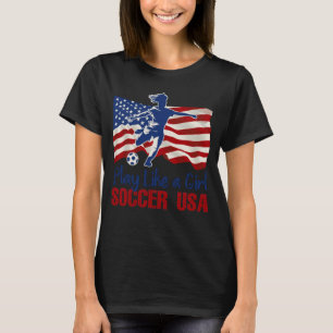 Camiseta Brincar Como Uma Rapariga USA Soccer Team Bandeira