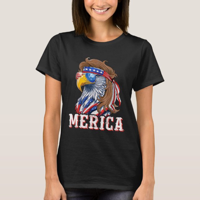 Camiseta Brincos Águia Engraçados 4 De Julho Bandeira Ameri (Frente)