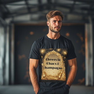 Camiseta Brindes ao Caos e Fogos de Ano Novo Champanhe