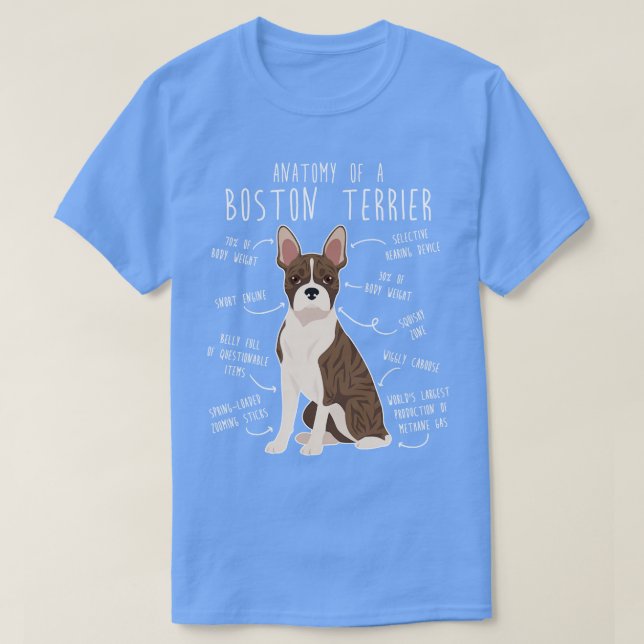 Camiseta Brindle Boston Terrier Dog Anatomy (Frente do Design)