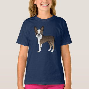 Camiseta Brindle E White Boston Terrier Cute Cartoon Dog