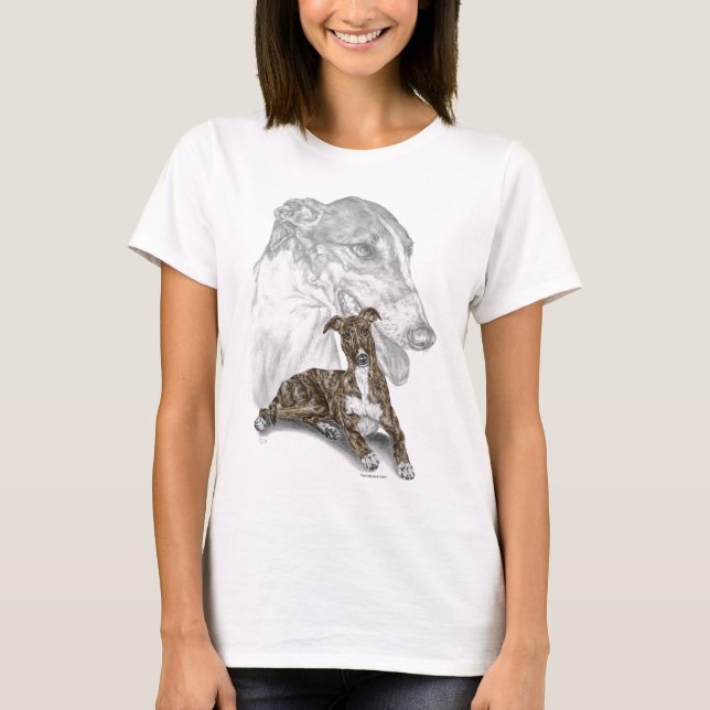Camiseta Brindle Greyhound Dog Art (Frente)