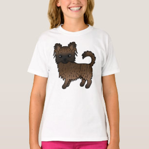 Camiseta Brindle Long Casaco Chihuahua Cute Cartoon Dog