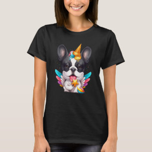 Camiseta Brindle Pied French Bulldog Sorvete Unicorn