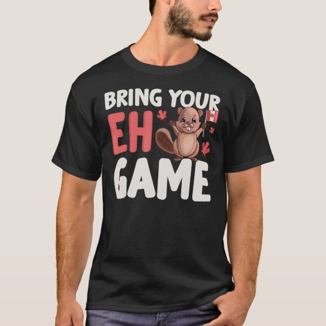 Camiseta Bring Your Eh Game Cute Beaver Canadian Flag Canad (Frente)