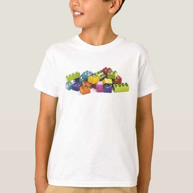 Camiseta Brinquedo Brincadeira Garota Crianças Construindo  (Frente)