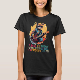 Camiseta Brinquedo de Guitarra de Gato Divertido para Anima