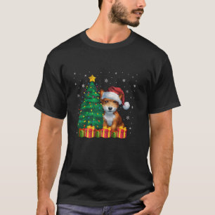 Camiseta Brinquedo Feio Fox Terrier Santa Hat Luzes De Nata
