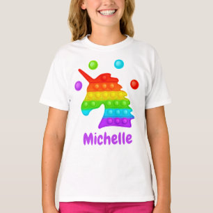 Camiseta Brinquedo Fidget Pop Unicórnio Arco-íris para Cria