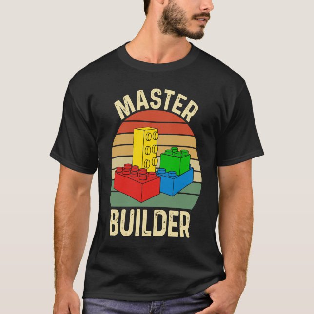 Camiseta Brinquedos de blocos componentes do Master Builder (Frente)