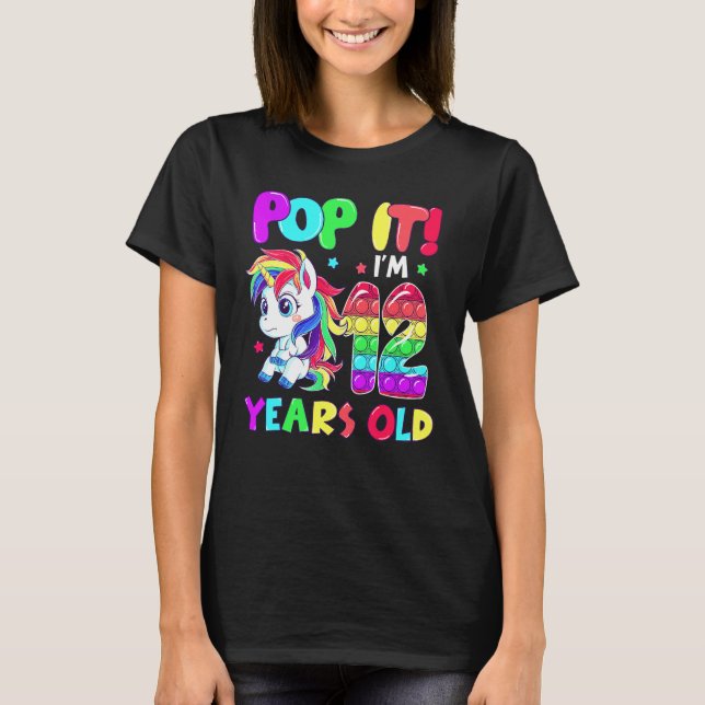 Camiseta Brinquedos Fidget Unicórnio Fofos Estou com 12 Ano (Frente)