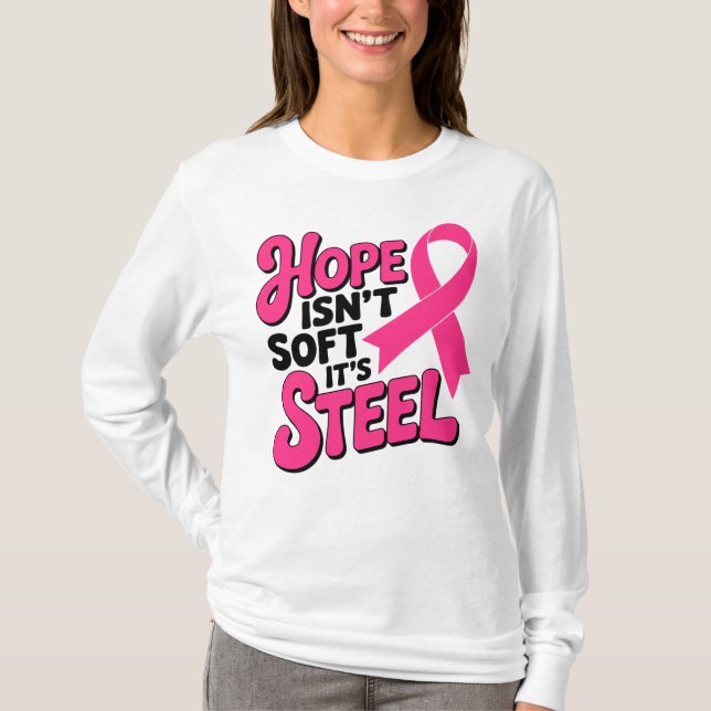 Camiseta Brisa rosa de consciência sobre o Cancer da Mama E (Frente)