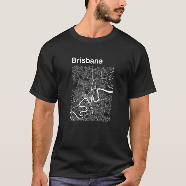 Camiseta Brisbane Austrália Clássica Mapa Gráfico (Frente)