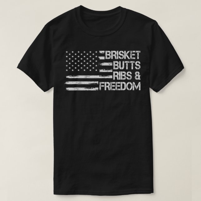 Camiseta Brisket Bumbum e Freedom Barbecue Smoker Meat (Frente do Design)