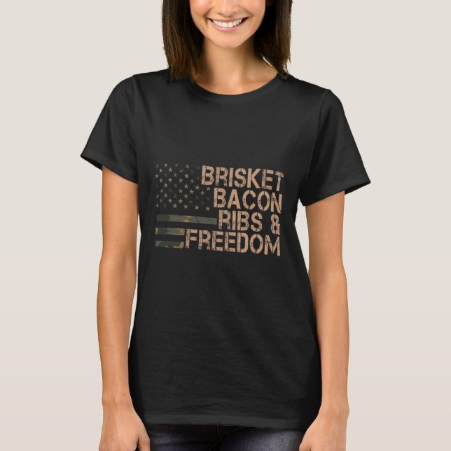Camiseta Brisket Bycon Ribes E Freedom Grill Churrasco Engr (Frente)