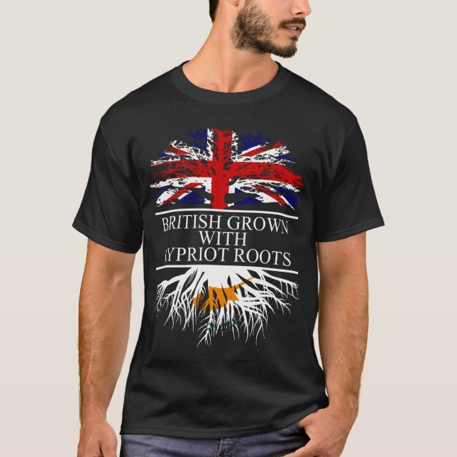 Camiseta Britânico cultivado com raízes cipriotas bandeira  (Frente)