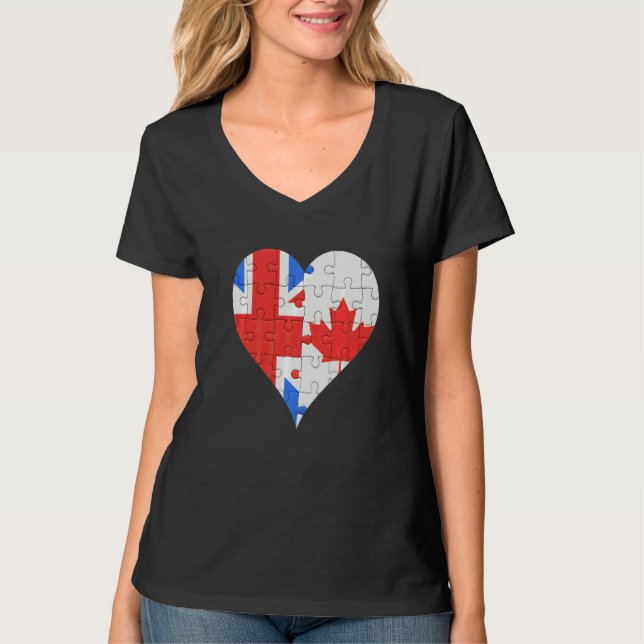 Camiseta British Canadian Flag Heart (Frente)