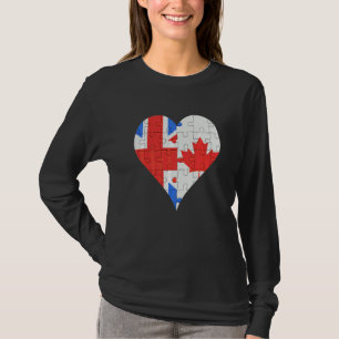 Camiseta British Canadian Flag Heart