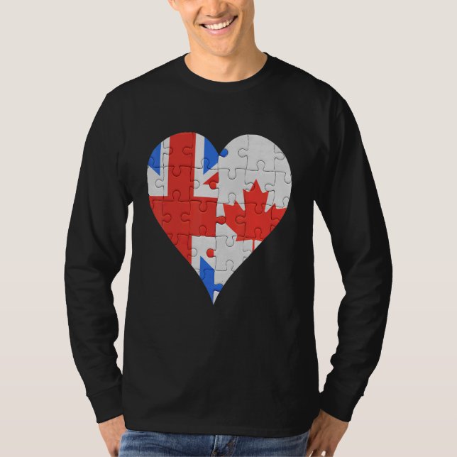 Camiseta British Canadian Flag Heart 1 (Frente)