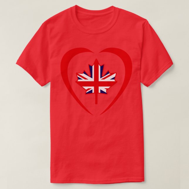 Camiseta British Canadian Multinational Patriot Flag Heart (Frente do Design)