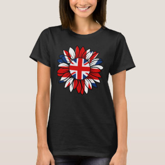 Camiseta British Flag Sunflower Design Women's