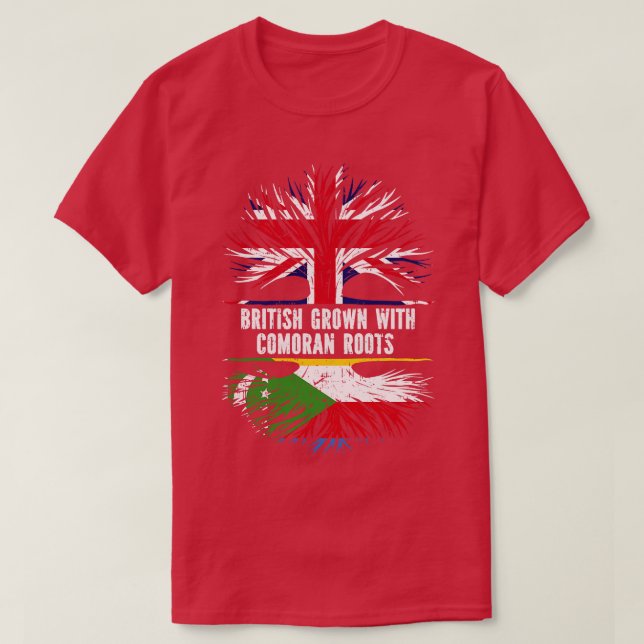 Camiseta British Grown com Comoran Roots UK Flag Inglaterra (Frente do Design)