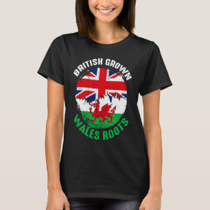 Camiseta British Grown Wales Roots Vintage Flags for Men Wo