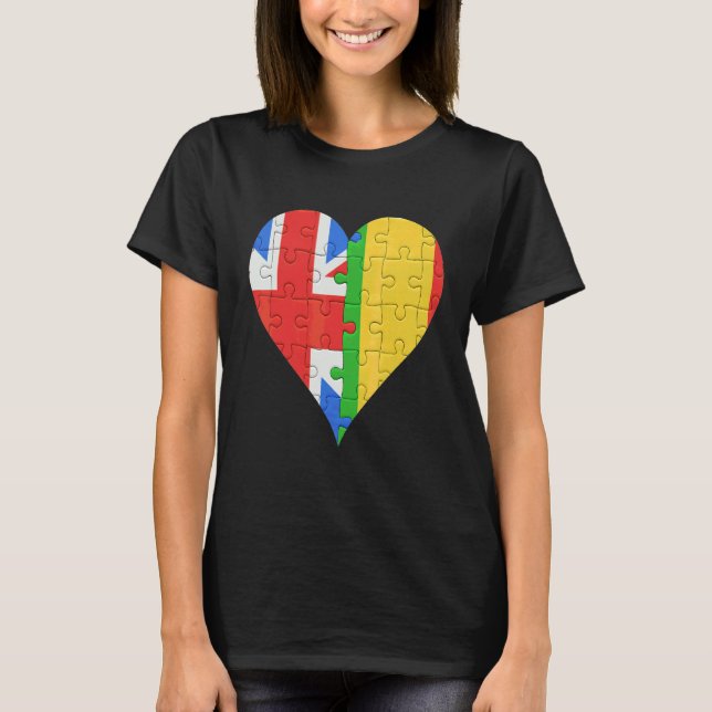 Camiseta British Malian Flag Heart (Frente)
