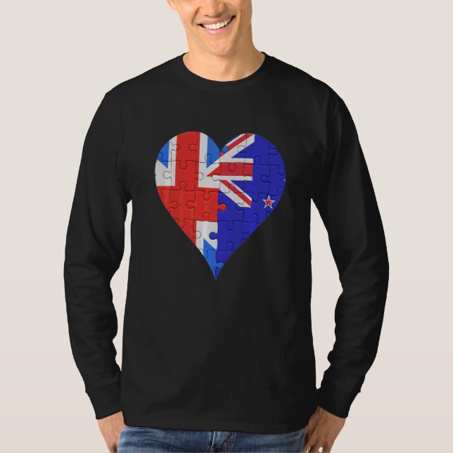 Camiseta British New Zealander Flag Heart (Frente)