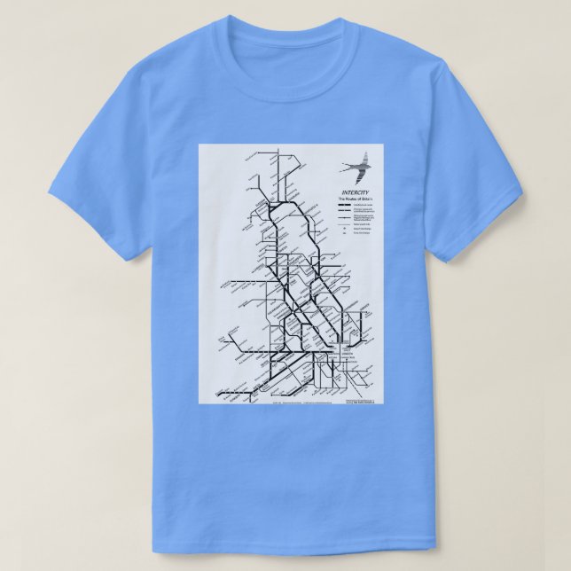 Camiseta British Rail Intercity Carriage Map 1993 (Frente do Design)