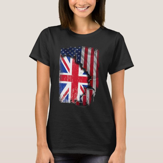 Camiseta British ROOTS Half American Flag Patrioitc United (Frente)
