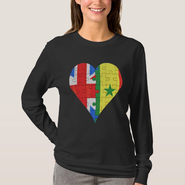 Camiseta British Senegal Flag Heart (Frente)