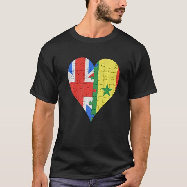 Camiseta British Senegal Flag Heart (Frente)