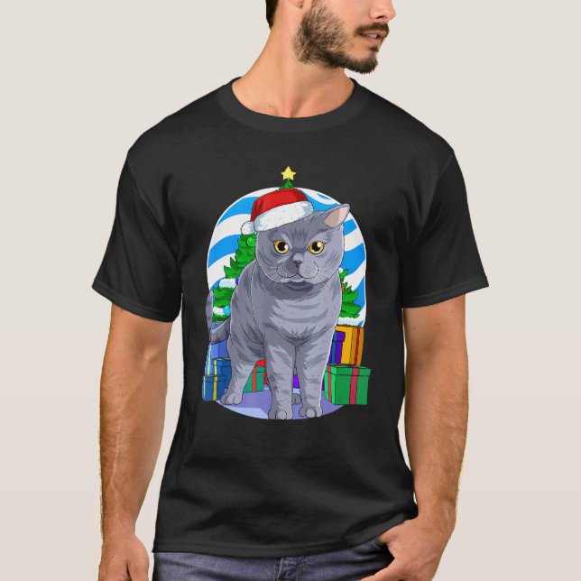 Camiseta British Shorthair Cat Cute Santa Christmas Tree De (Frente)