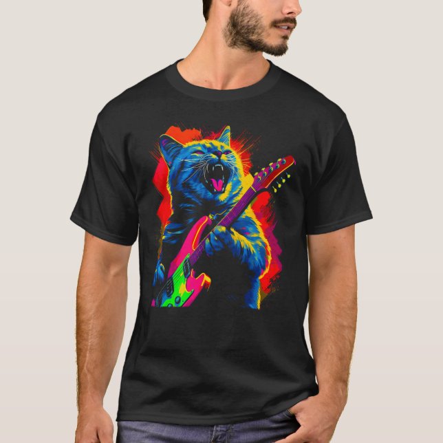Camiseta British Shorthair Cat Guitar Music (Frente)