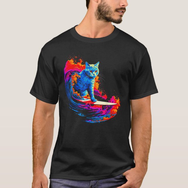 Camiseta British Shorthair Cat Surfing (Frente)