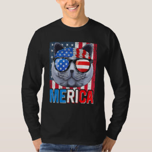 Camiseta British Shorthair Merica 4 de julho Cat American