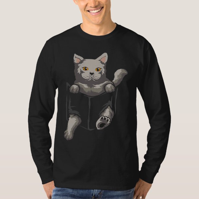 Camiseta British Shorthaired Cat Sits In The Bag I Cats (Frente)
