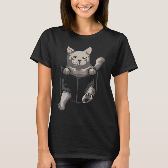Camiseta British Shorthaired Cat Sits In The Bag I Cats (Frente)