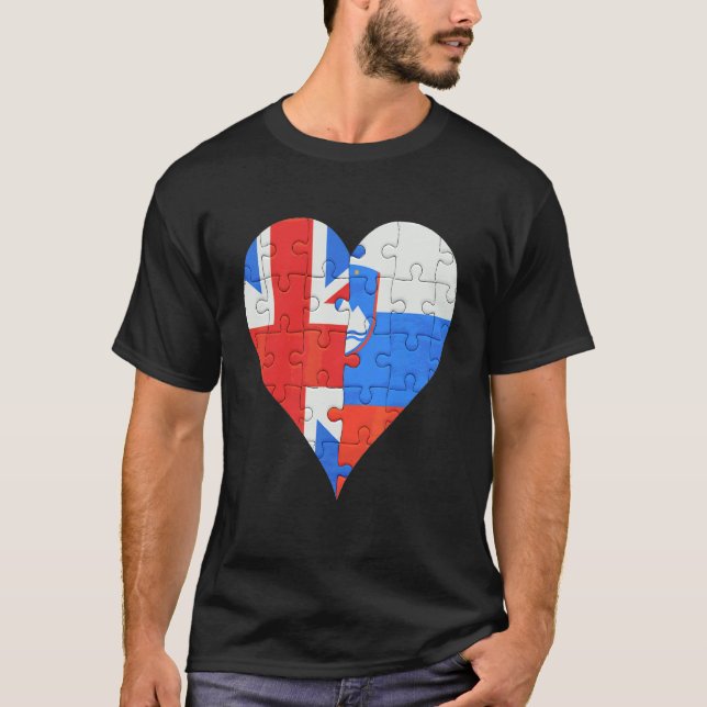 Camiseta British Slovenska Flag Heart (Frente)