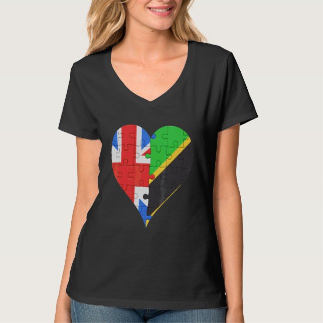 Camiseta British Tanzanian Flag Heart (Frente)