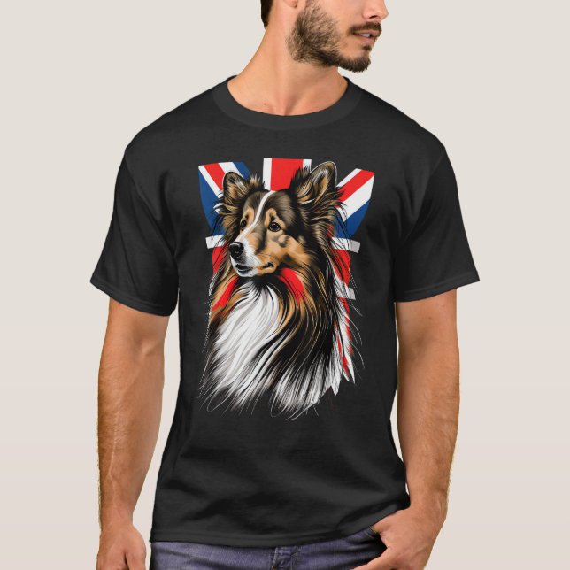 Camiseta British UK Sheltie on Great Britain Shetland Sheep (Frente)