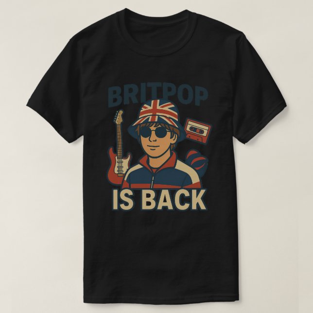 Camiseta Britpop é o Back T-Shirt - 90 anos Música Retro Te (Frente do Design)