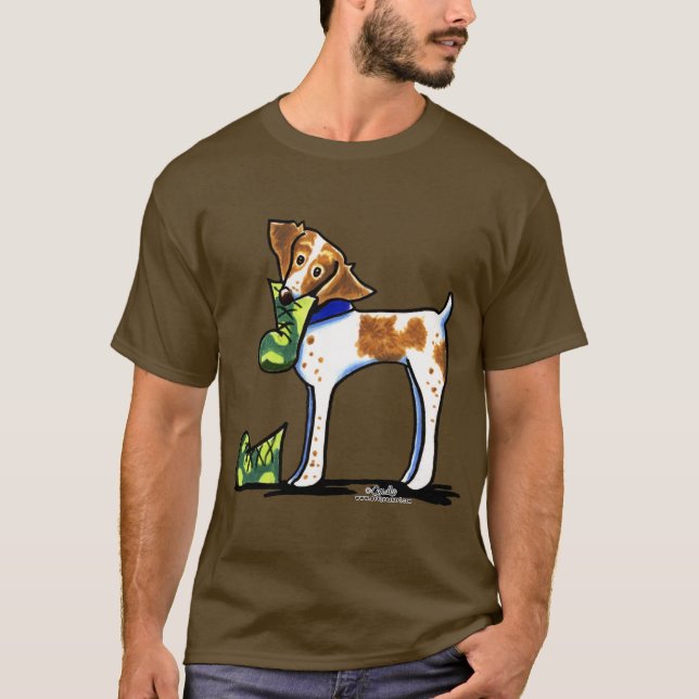 Camiseta Brittany Spaniel Camouflage Boots (Frente)