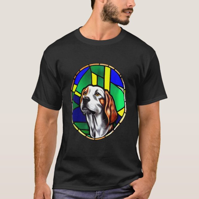 Camiseta Brittany Spaniel - Colorful Stained Glass_3 (Frente)