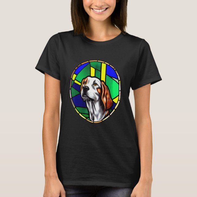 Camiseta Brittany Spaniel - Colorful Stained Glass_3 (Frente)