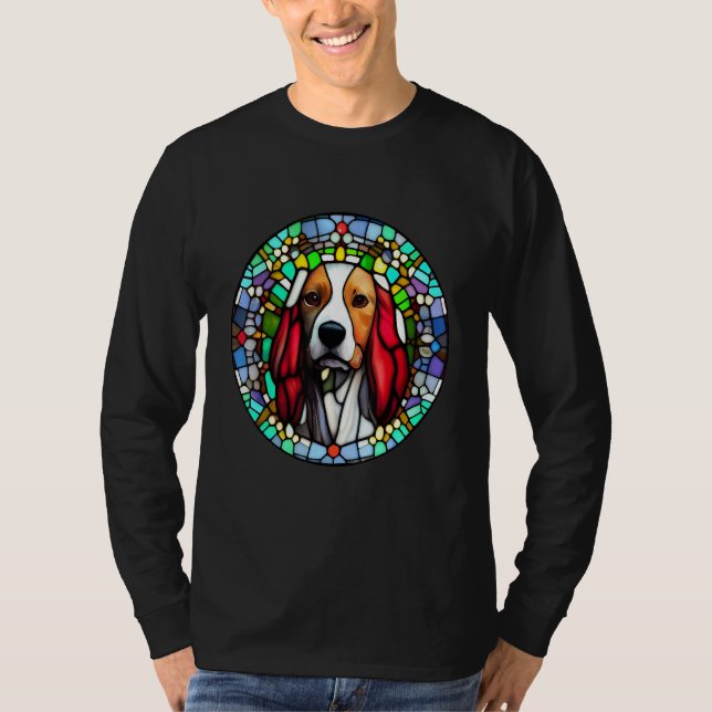 Camiseta Brittany Spaniel - Colorful Stained Glass_6 (Frente)